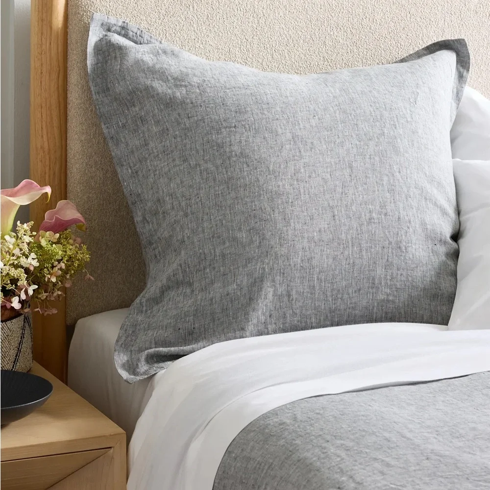NWT Quince European Linen Chambray Euro Sham Charcoal Grey